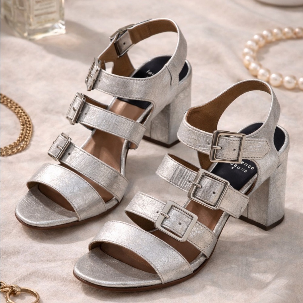 Laurence Dacade Silver Suede Gladiator Sandals Size EU38